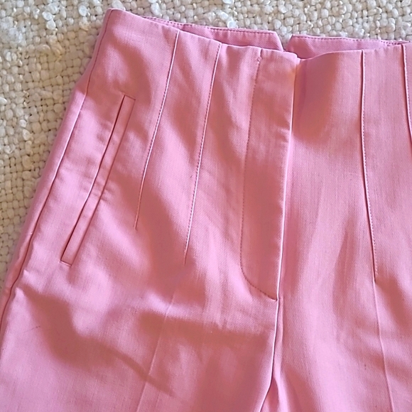 ZARA Bubblegum Pink High Waisted Trousers / Cigarette Pants Size Small - Picture 4 of 13